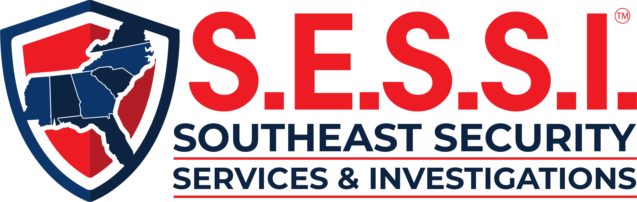 Logo for S.E.S.S.I. Southeast Security Services & Investigations with a shield showing a map of the southeastern United States.
